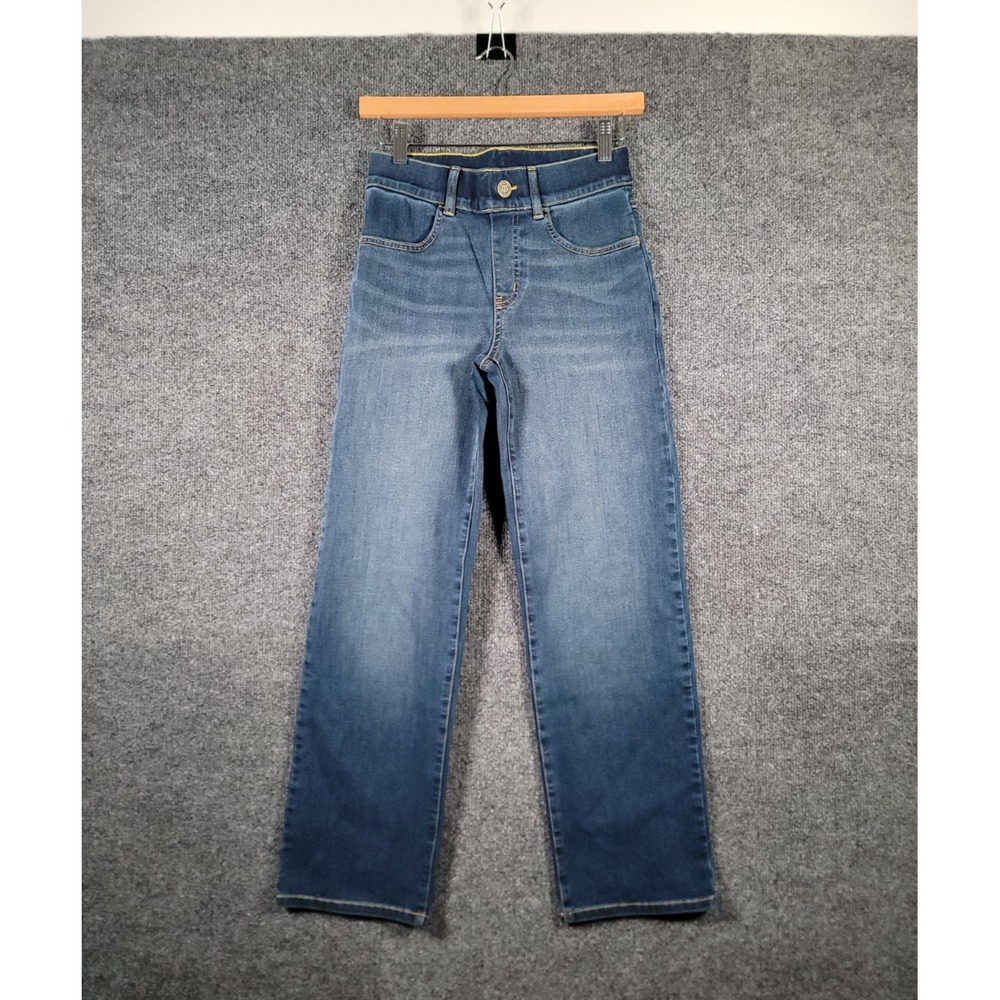 Betabrand Pull-On Denim Jeans Womens XS Petite Straight Leg Stretch Dark Wash